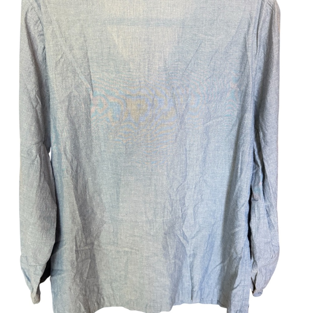 Dennis Basso Chambray Tunic with Eyelet Orange Embroidery - Picture 5 of 7